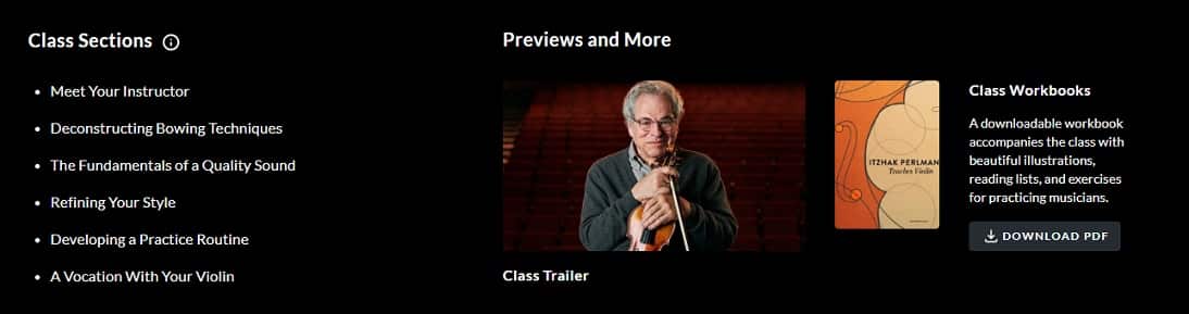 Masterclass violin class sections