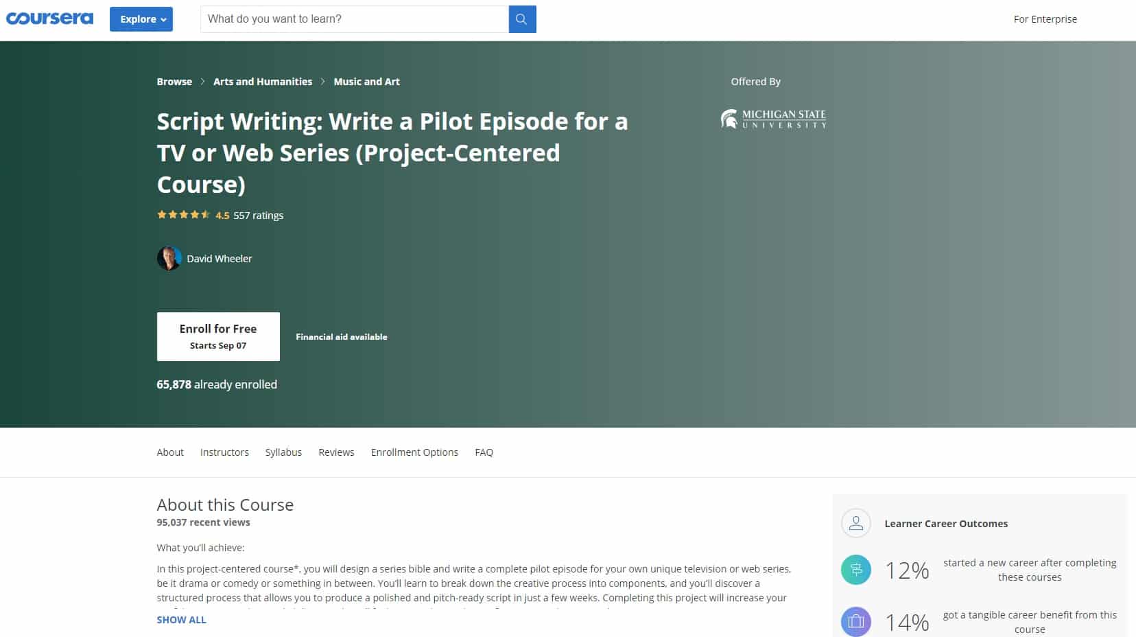 Coursera Screenwriting Lessons for Beginners