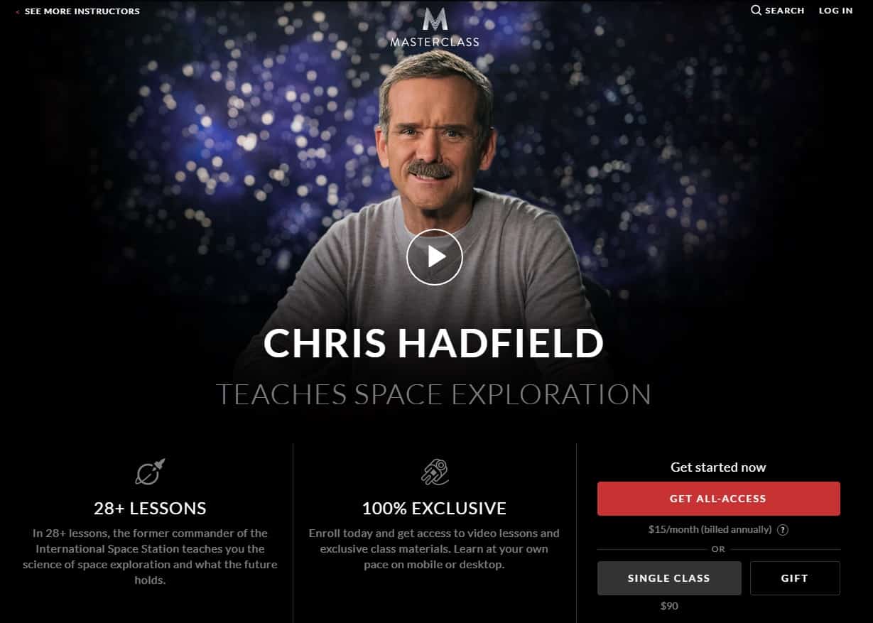MasterClass Chris Hadfield Space Exploration Lessons for Beginners