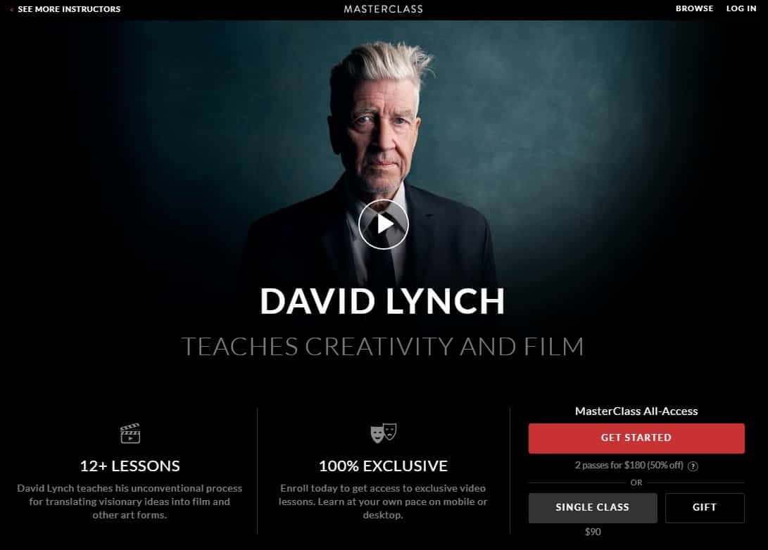 MasterClass David Lynch Creativity and Film Lessons for Beginners