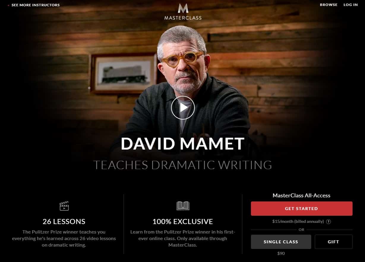 MasterClass David Mamet Dramatic Writing Lessons for Beginners