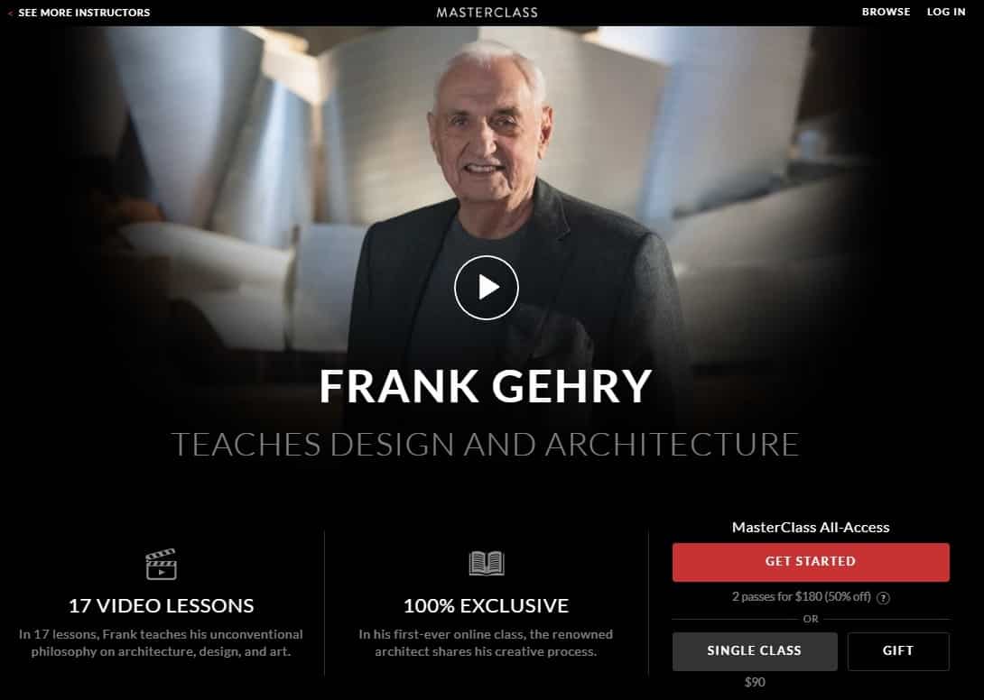 MasterClass Frank Gehry Design and Architecture Lessons for Beginners