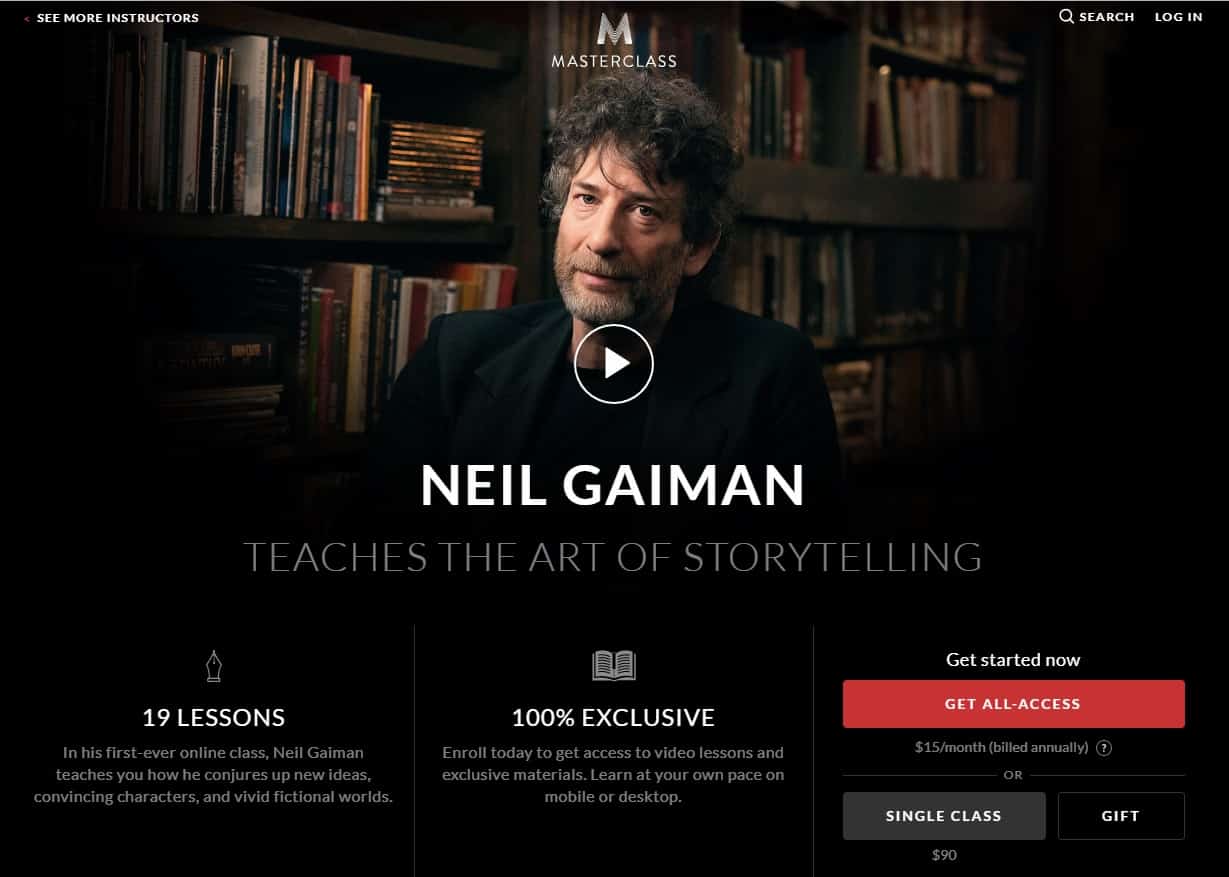 MasterClass Neil Gaiman Art of Storytelling Lessons for Beginners