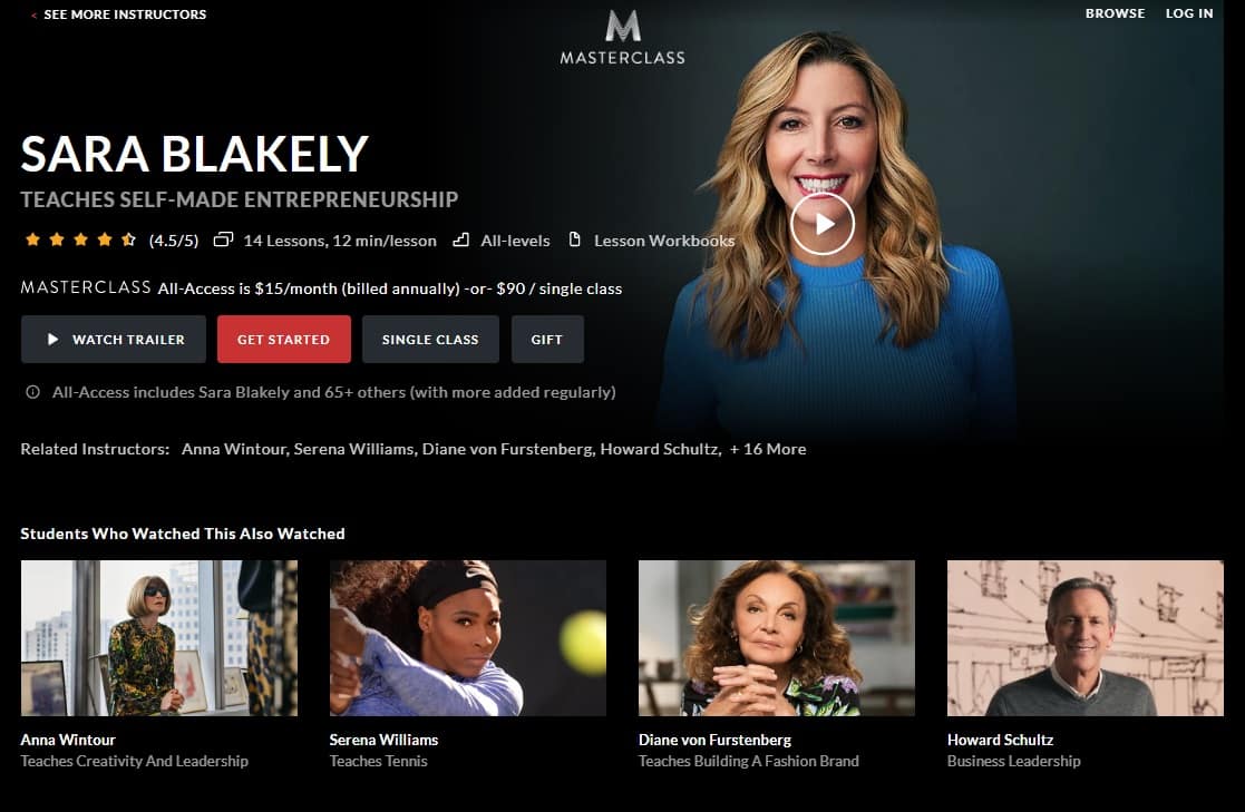 MasterClass Sara Blakely Self-Made Entrepreneurship Lessons for Beginners