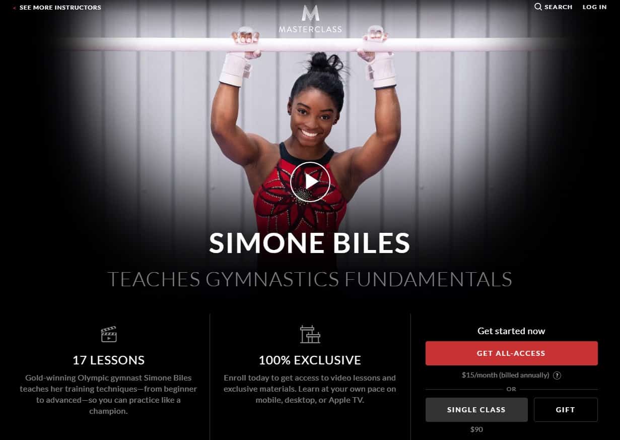 MasterClass Simone Biles Gymnastics Fundamentals Lessons for Beginners