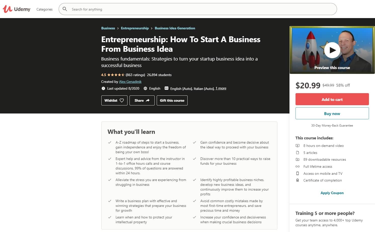 Udemy 1 Entrepreneurship Lessons for Beginners