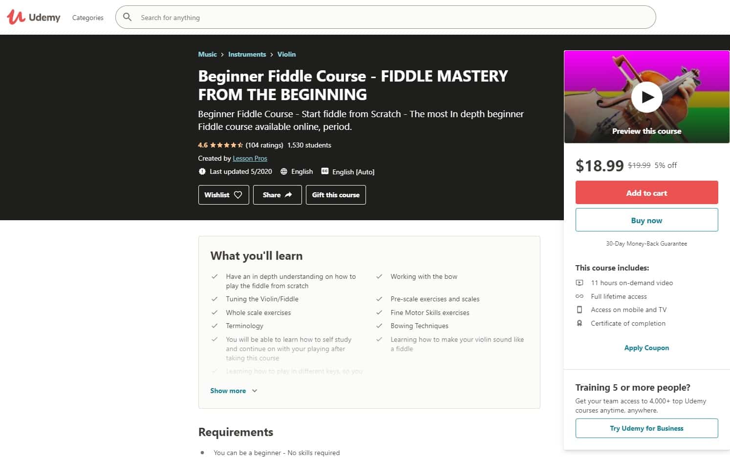 Udemy 1 Fiddle Lessons for Beginners