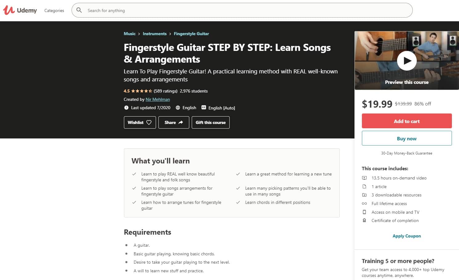 Udemy 1 Fingerstyle Guitar Lessons for Beginners