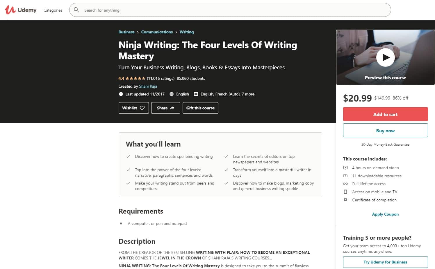 Udemy 1 Writing Lessons for Beginners