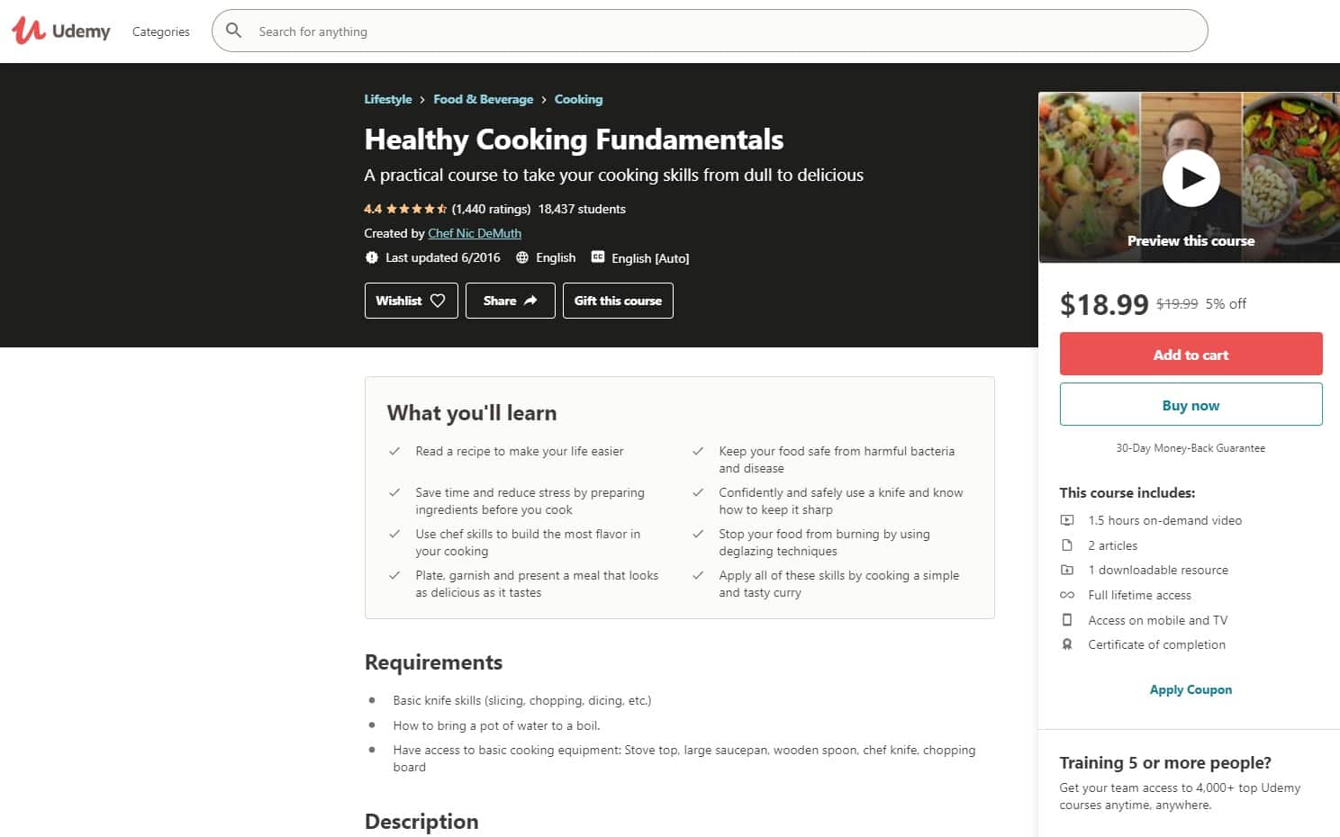 Udemy 2 Cooking Lessons for Beginners