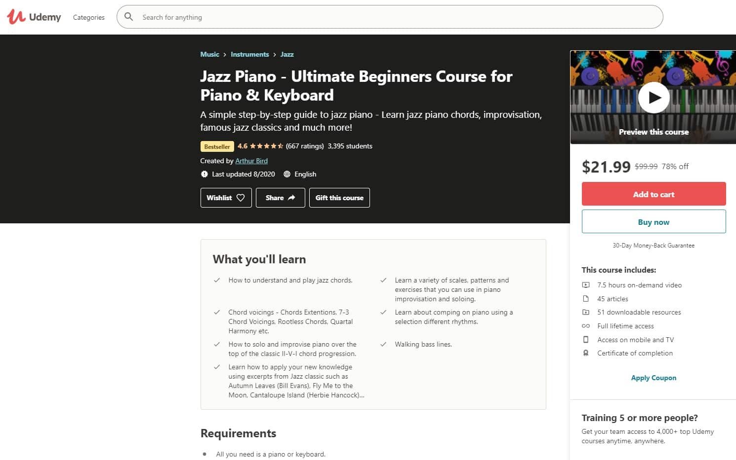 Udemy 2 Jazz Piano Lessons for Beginners