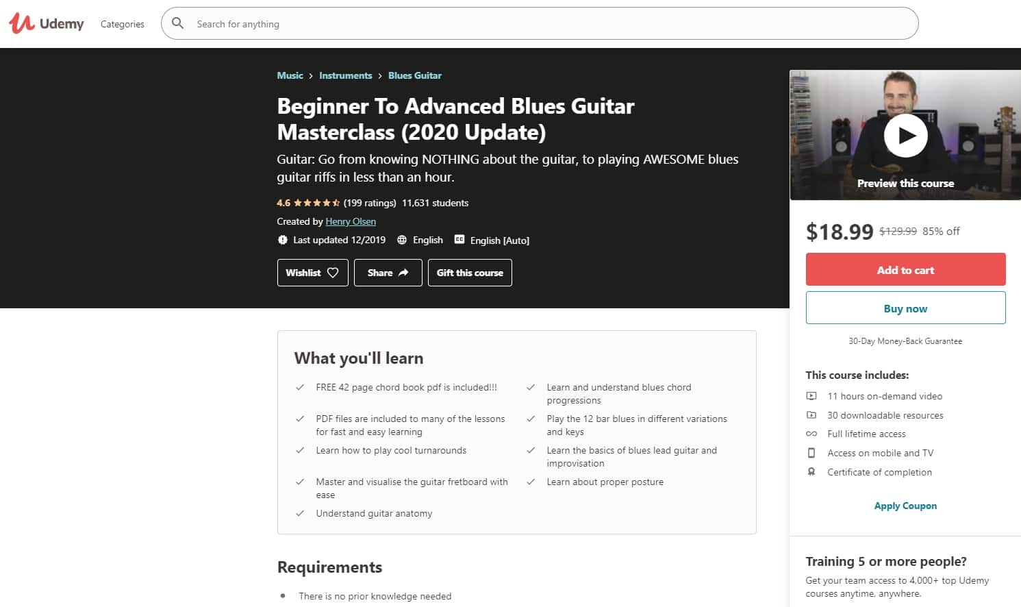 Udemy 3 Blues Guitar Lessons for Beginners