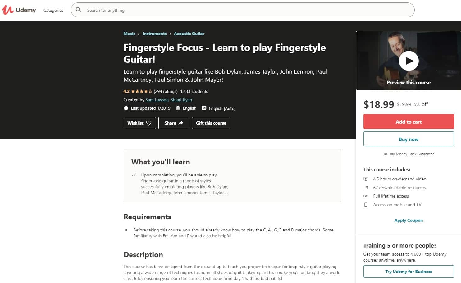 Udemy 3 Fingerstyle Guitar Lessons for Beginners