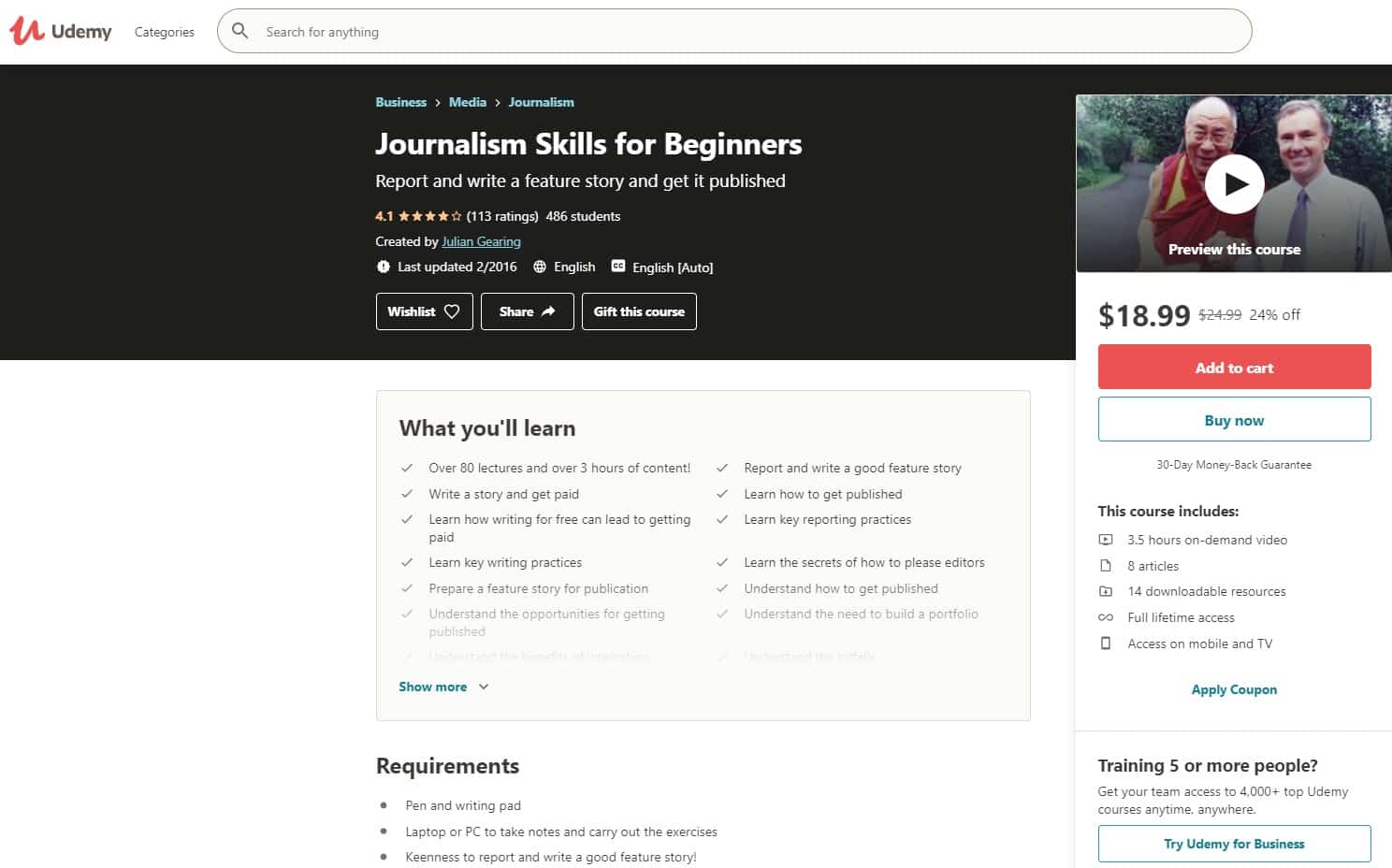 Udemy 3 Journalism Lessons for Beginners