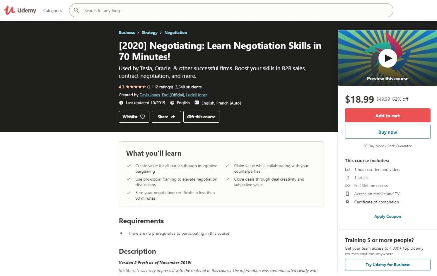 Udemy 3 Negotiation Lessons for Beginners