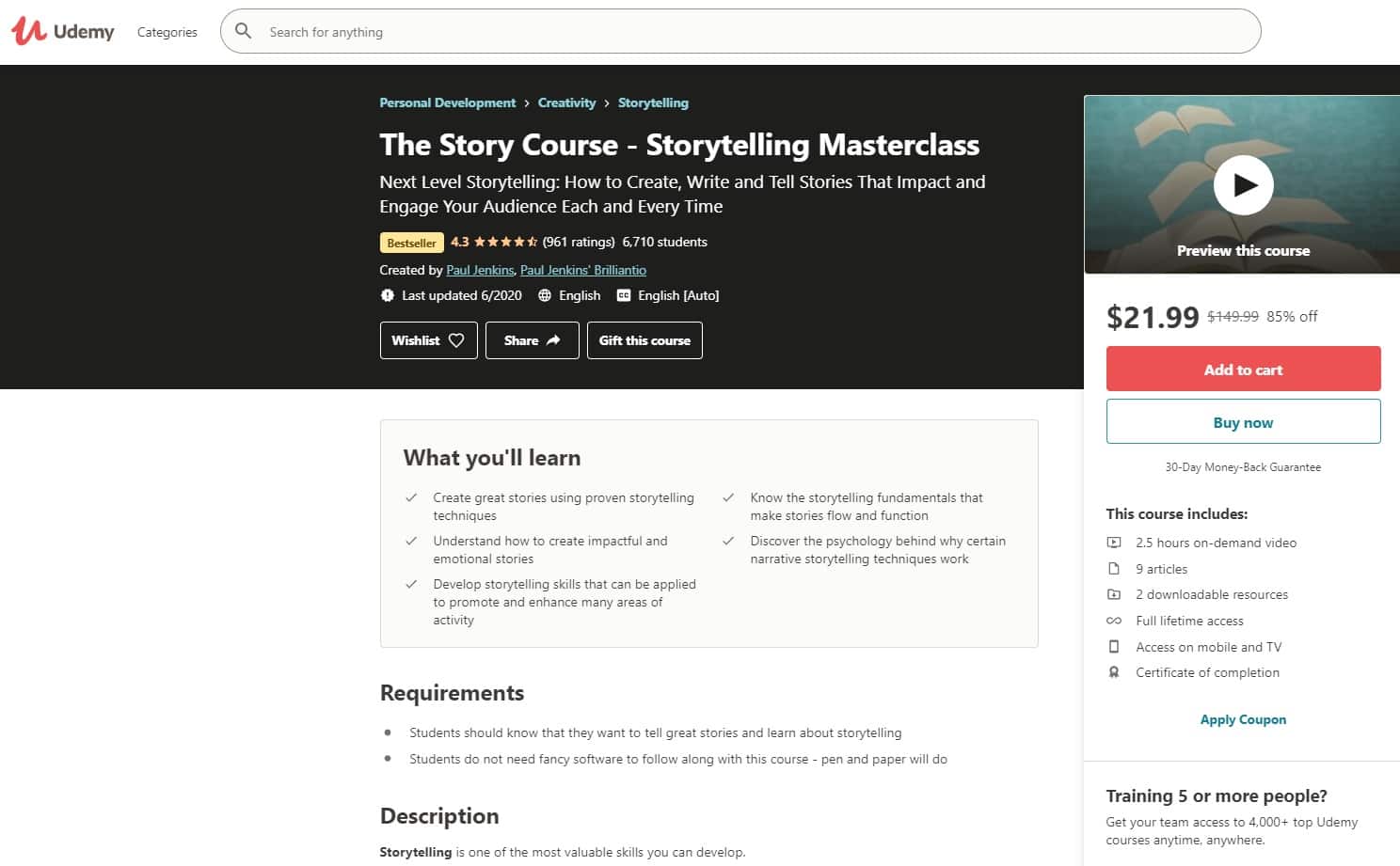 Udemy 3 Storytelling Lessons for Beginners