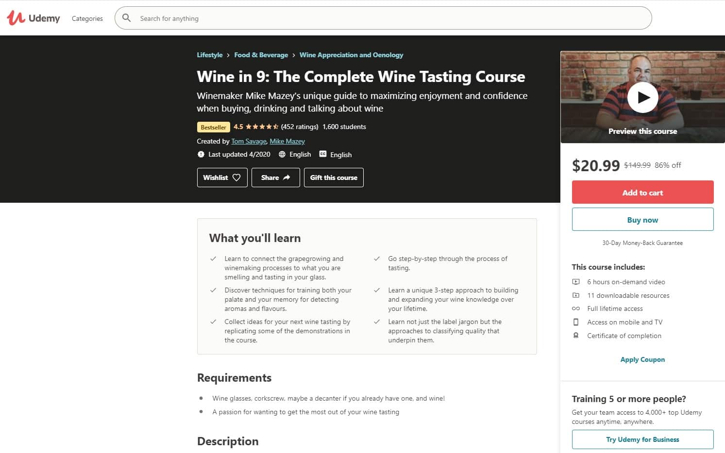 Udemy 3 Wine Appreciation Lessons for Beginners