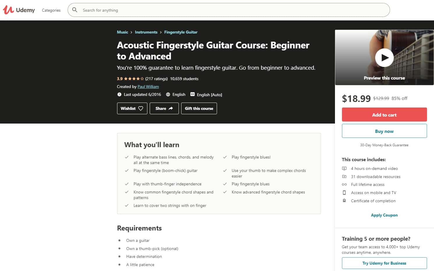Udemy 4 Acoustic Guitar Lessons for Beginners