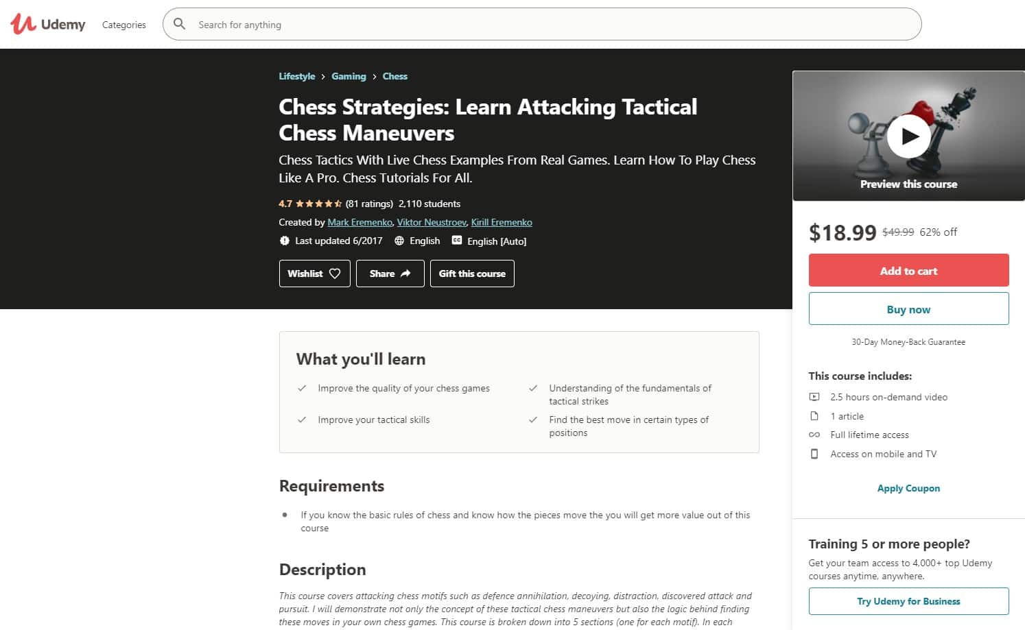 Udemy 4 Chess Lessons for Beginners