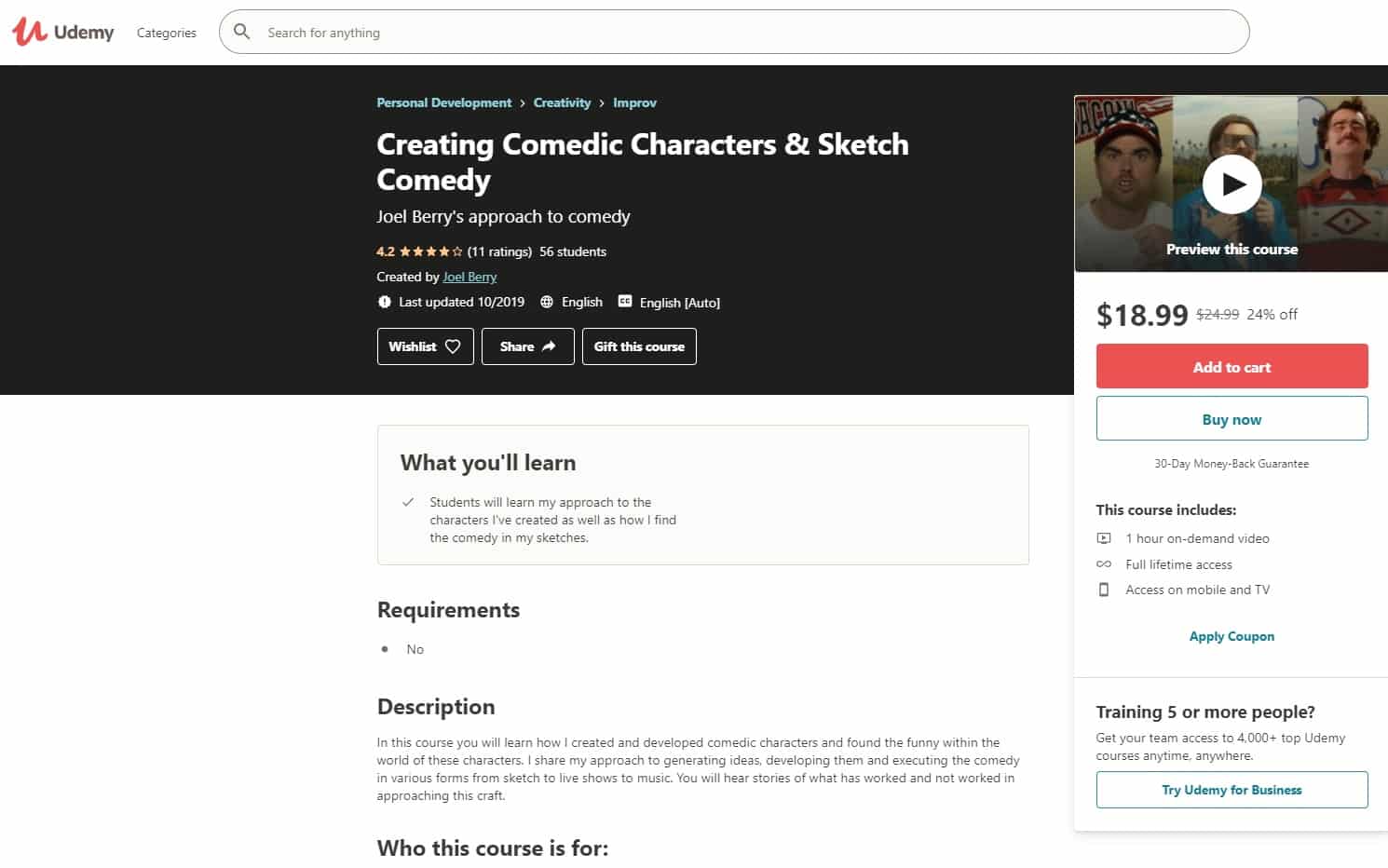 Udemy 4 Comedy Lessons for Beginners