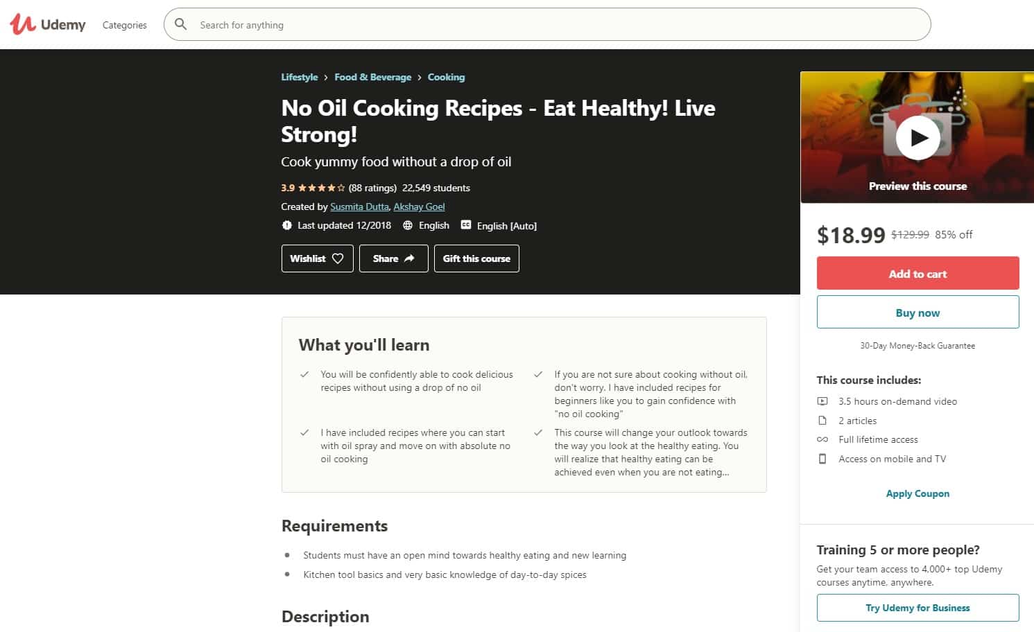 Udemy 4 Cooking Lessons for Beginners