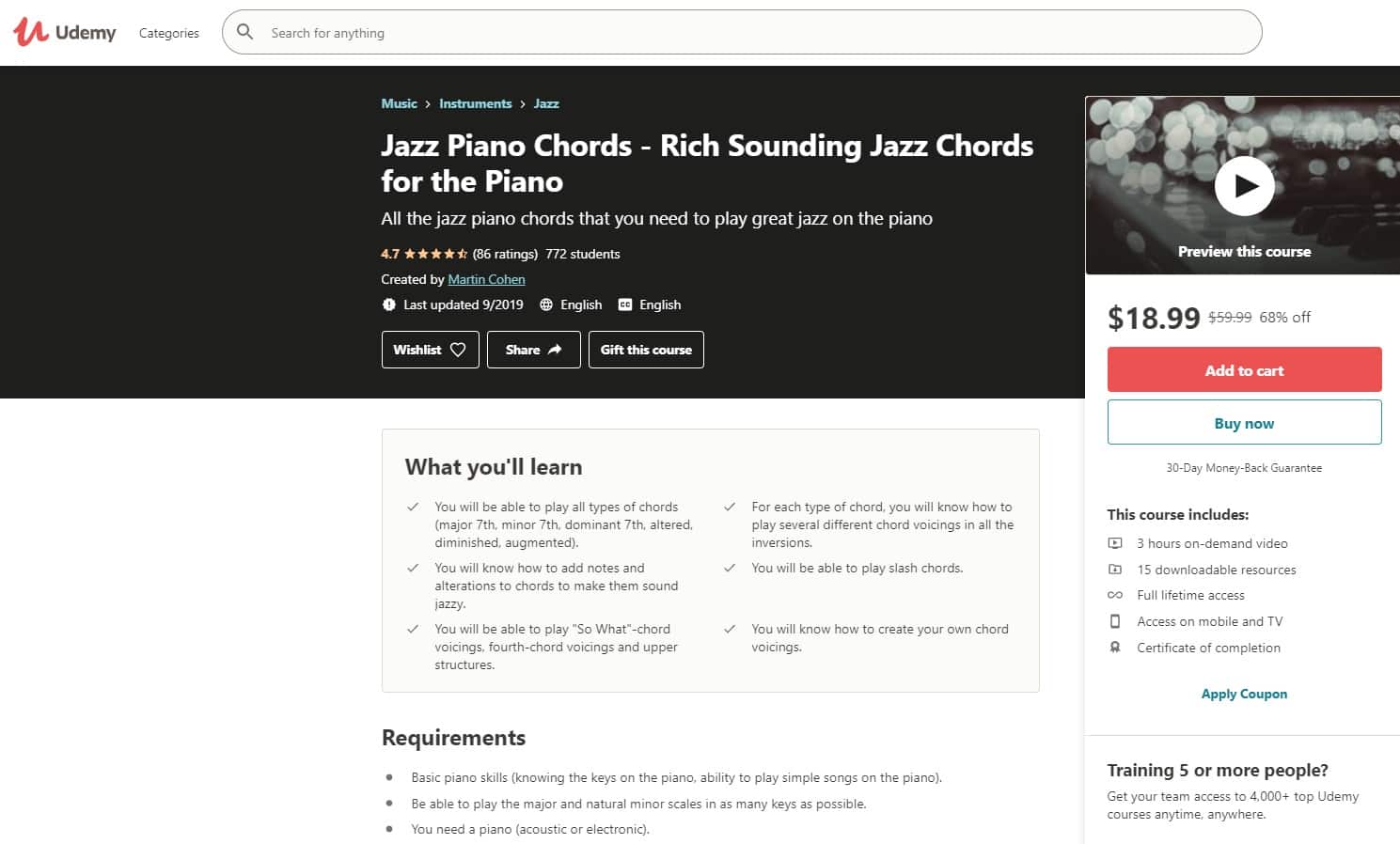 Udemy 4 Jazz Piano Lessons for Beginners