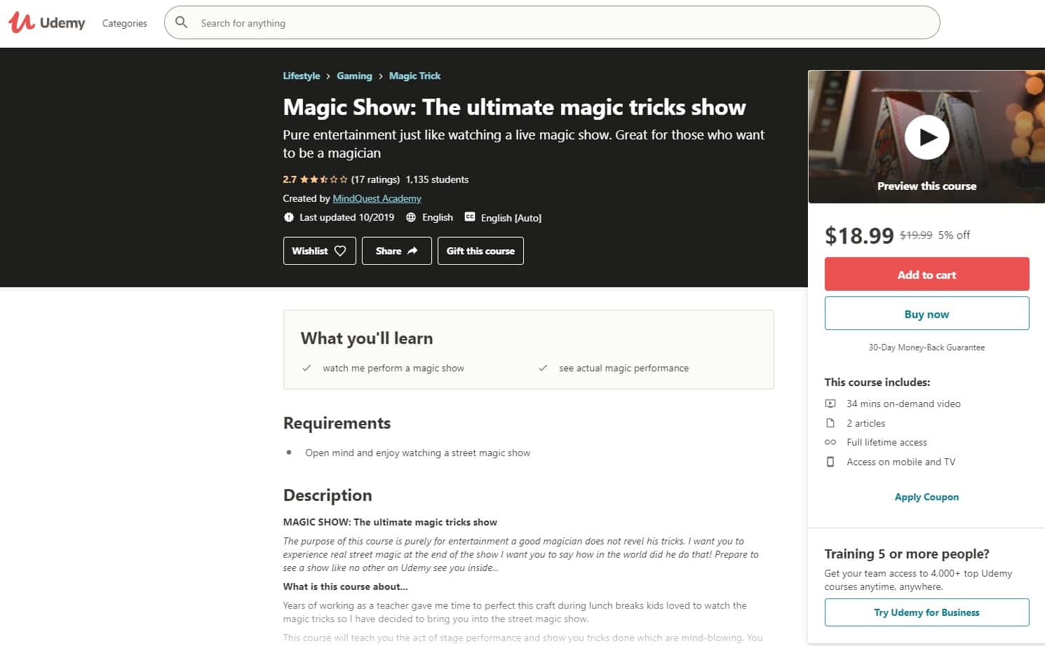 Udemy 4 Magic Lessons for Beginners