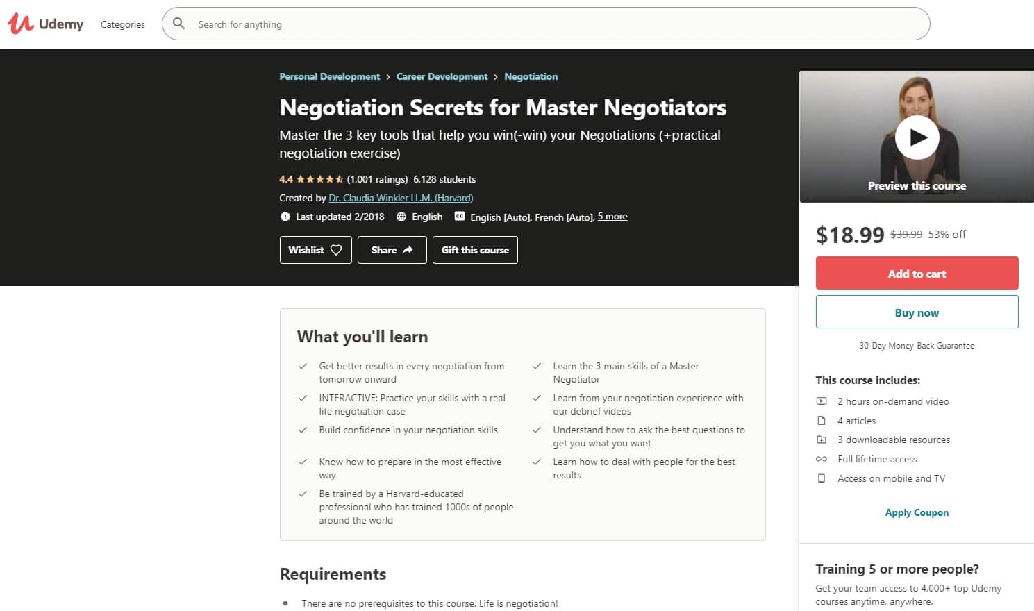 Udemy 4 Negotiation Lessons for Beginners