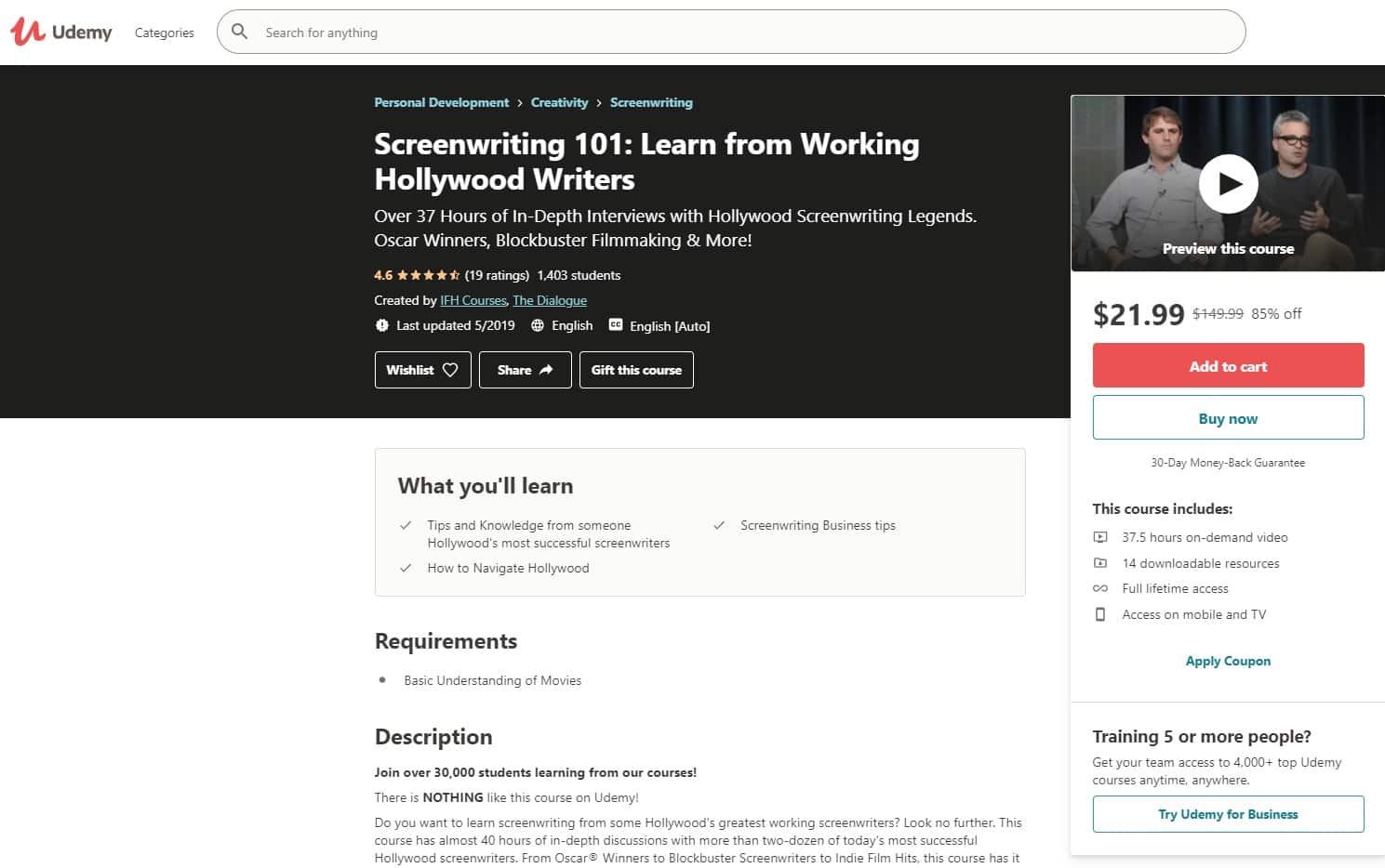 Udemy 4 Screenwriting Lessons for Beginners