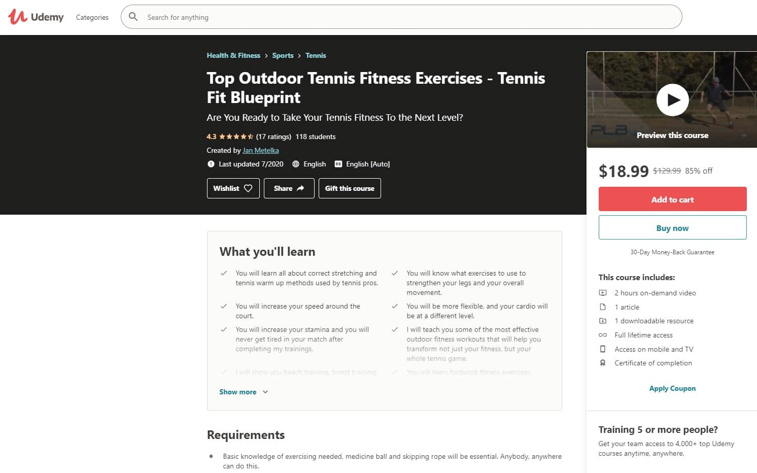 Udemy 4 Tennis Lessons for Beginners