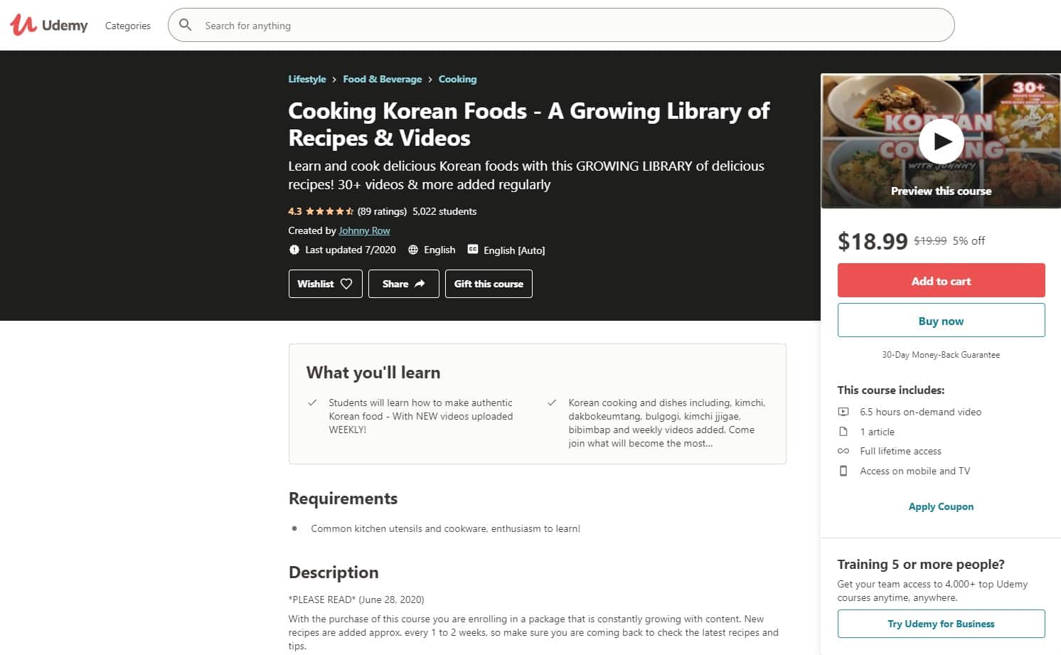 Udemy 5 Cooking Lessons for Beginners