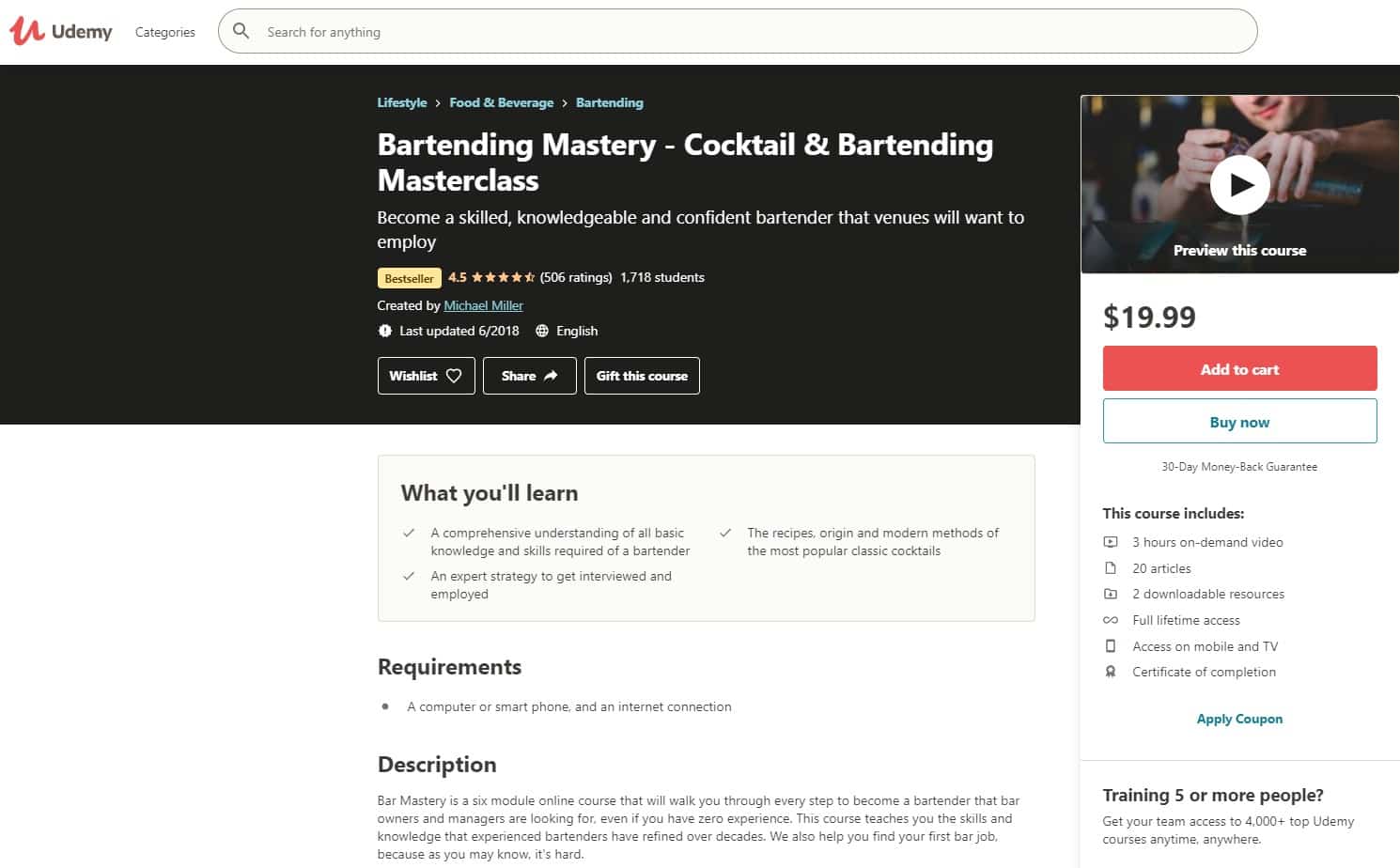 Udemy 5 Mixology Lessons for Beginners