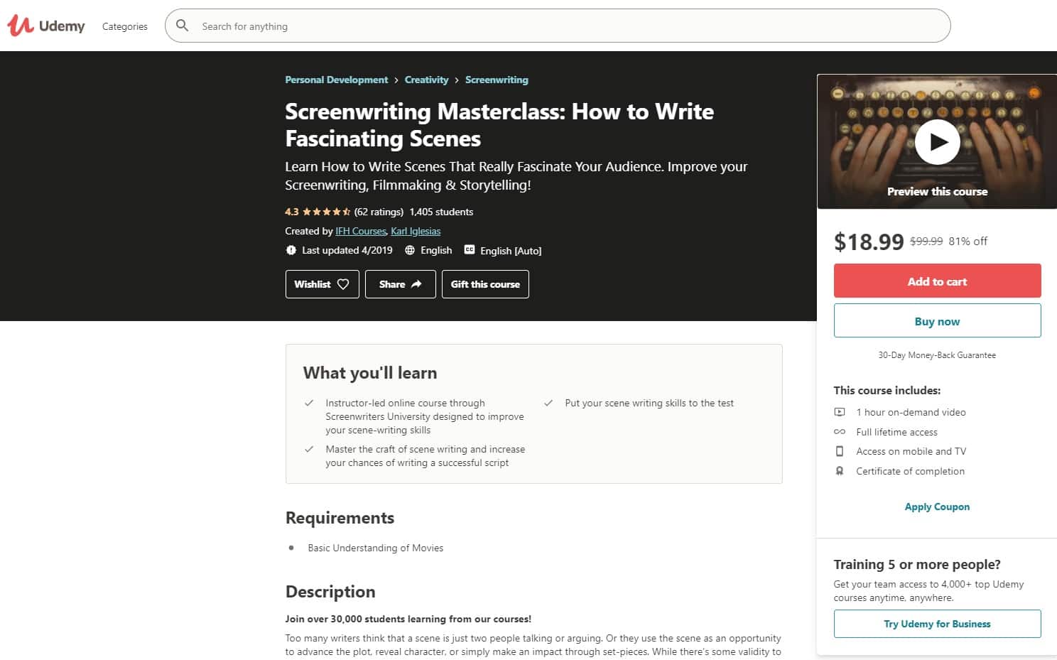 Udemy 5 Screenwriting Lessons for Beginners