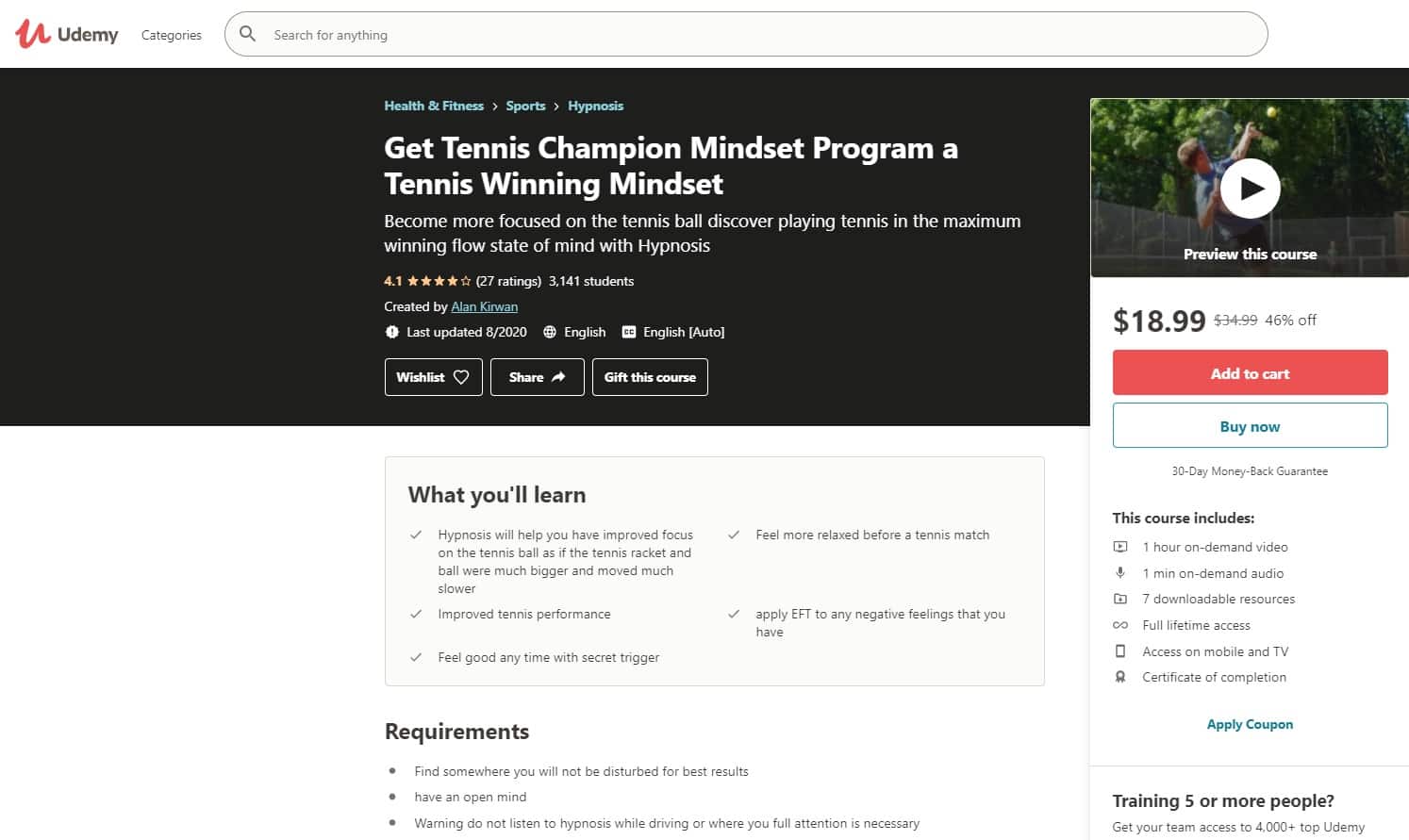 Udemy 5 Tennis Lessons for Beginners