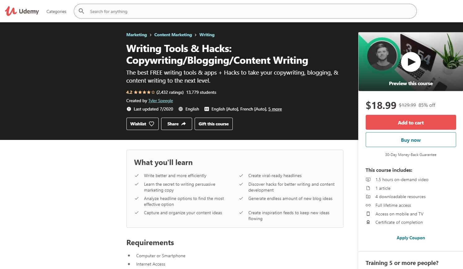 Udemy 5 Writing Lessons for Beginners