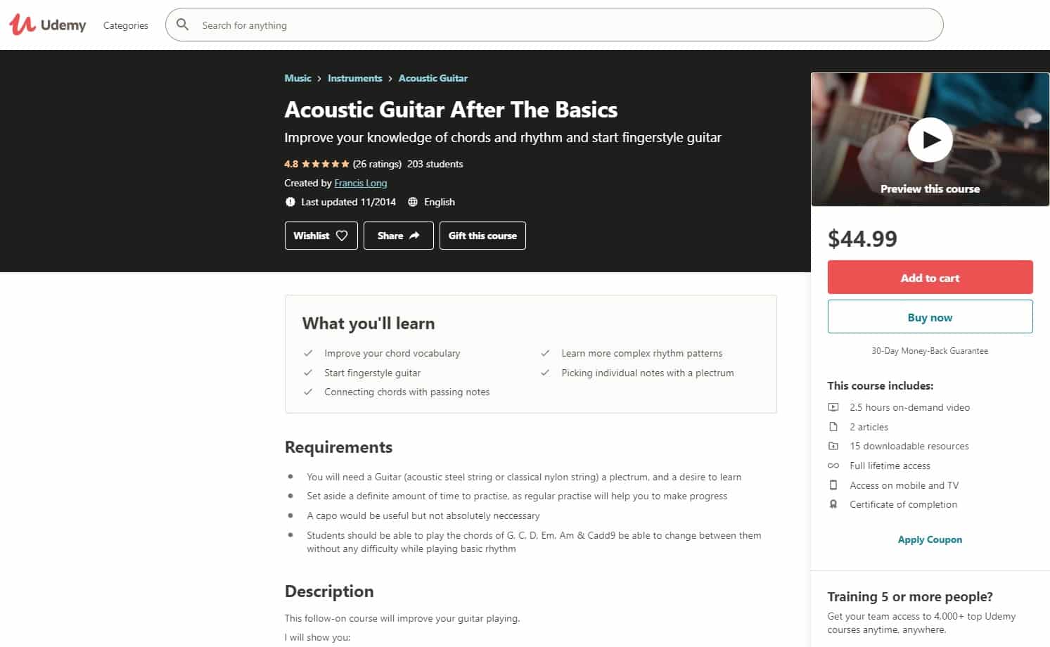 Udemy 6 Acoustic Guitar Lessons for Beginners