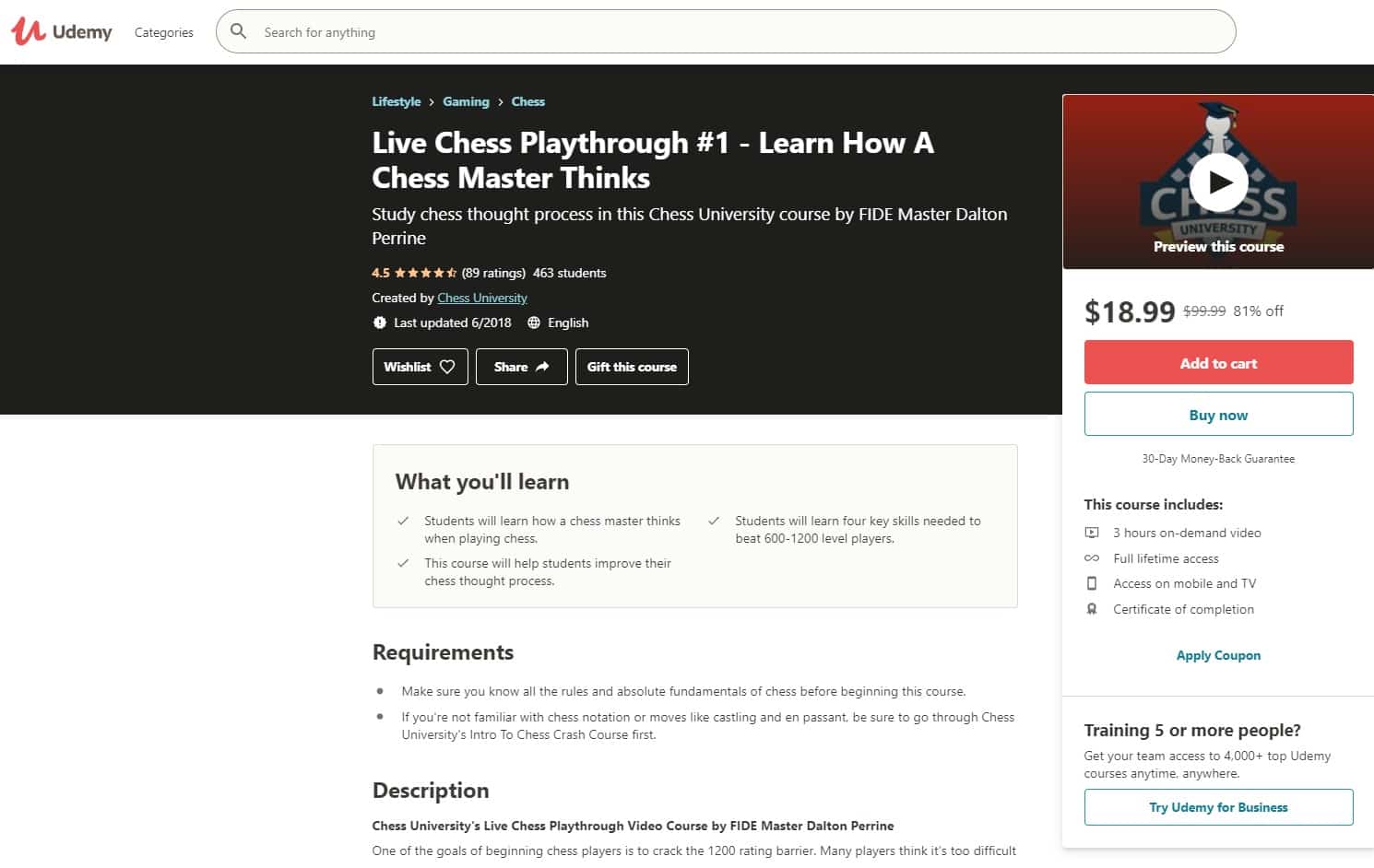 Udemy 6 Chess Lessons for Beginners