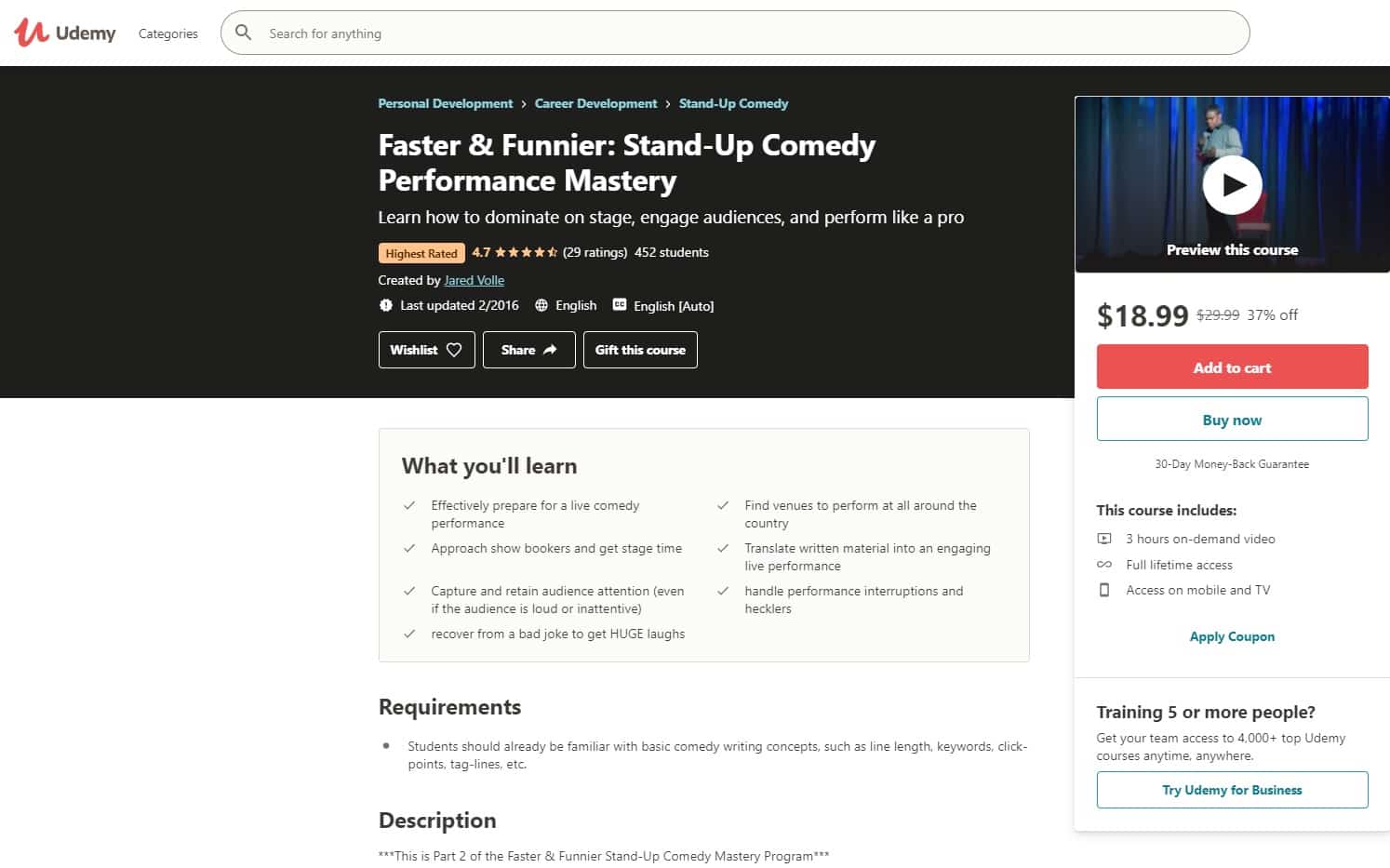 Udemy 6 Comedy Lessons for Beginners