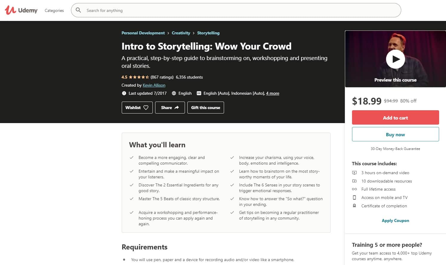 Udemy 6 Storytelling Lessons for Beginners