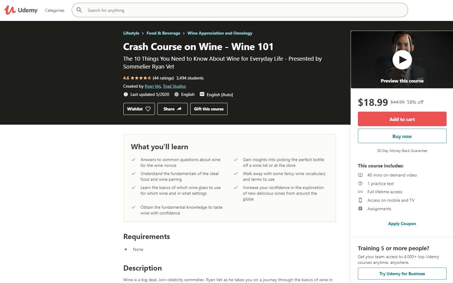 Udemy 6 Wine Appreciation Lessons for Beginners