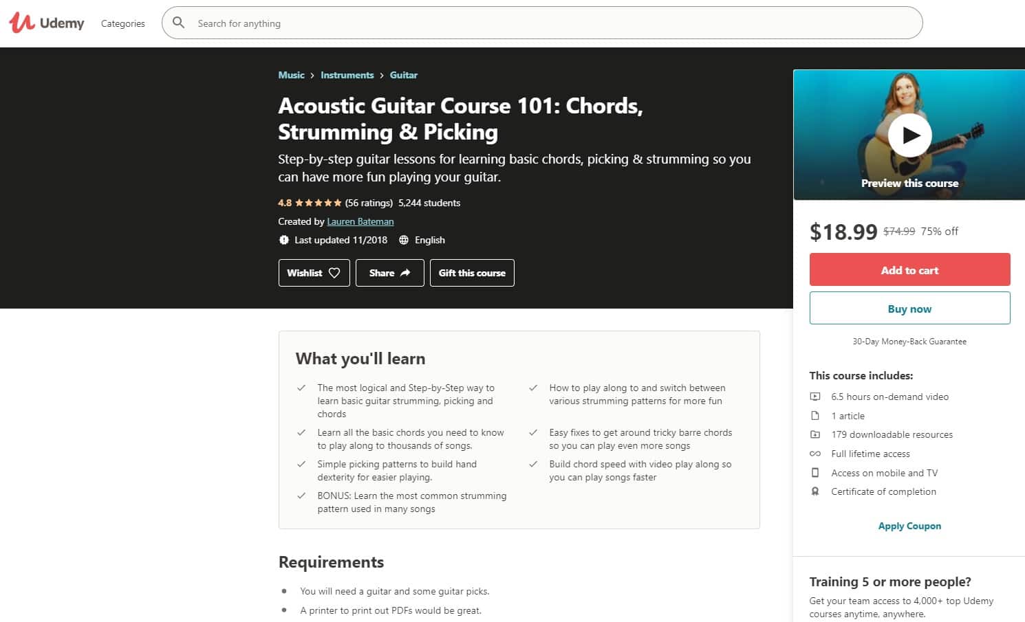 Udemy 7 Acoustic Guitar Lessons for Beginners