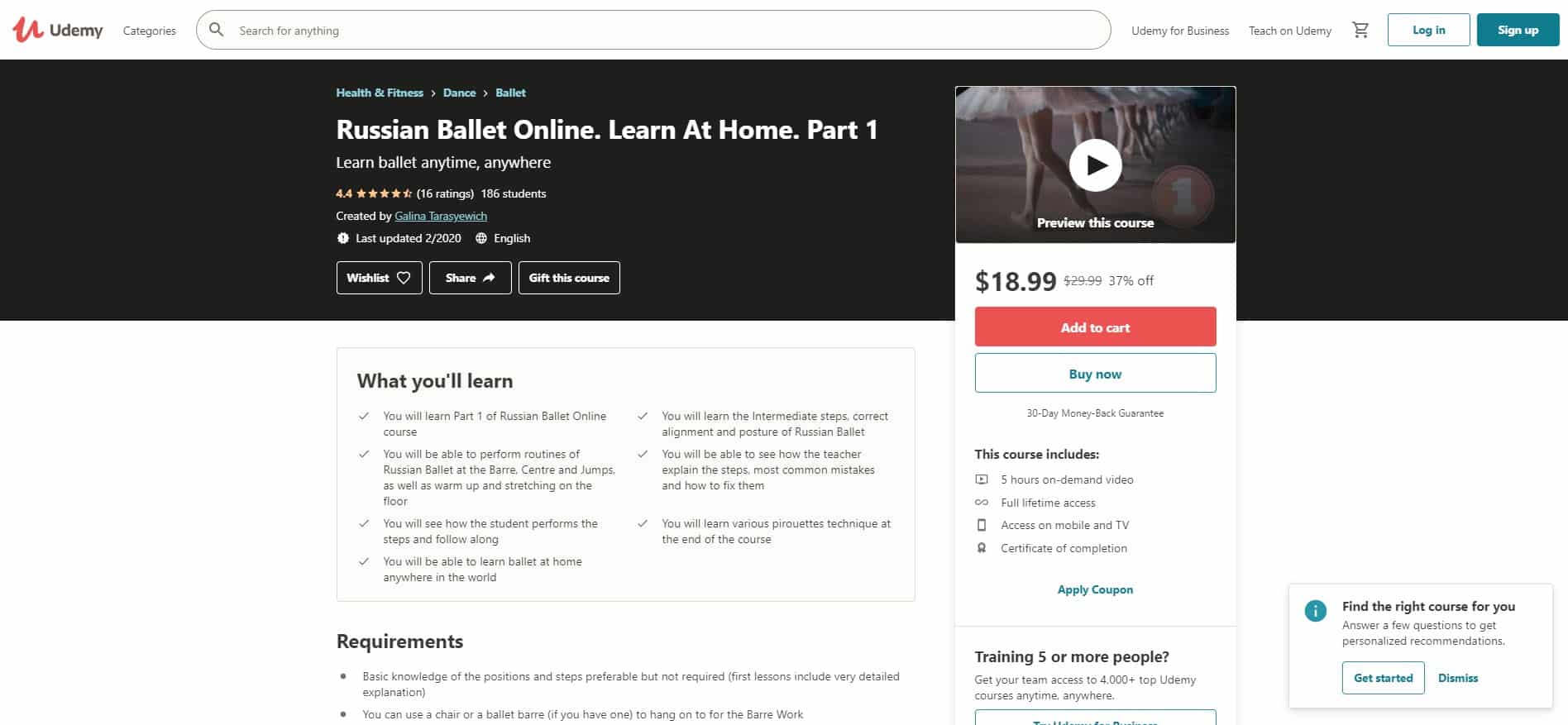 Udemy 7 Ballet Lessons for Beginners