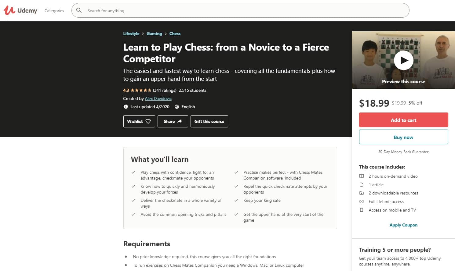 Udemy 7 Chess Lessons for Beginners