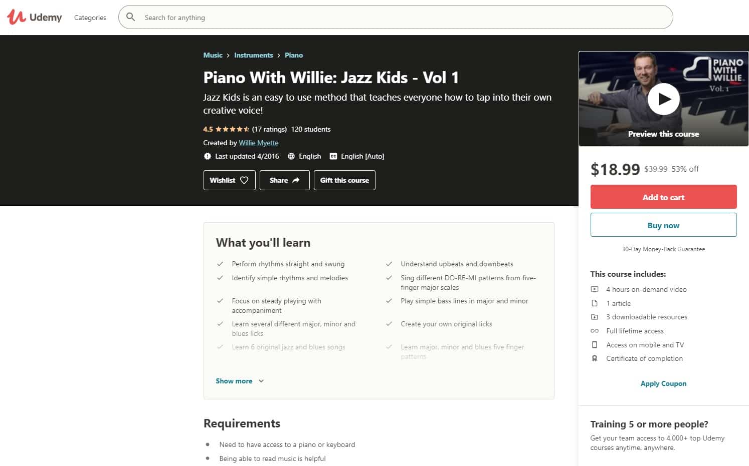 Udemy 7 Jazz Piano Lessons for Beginners