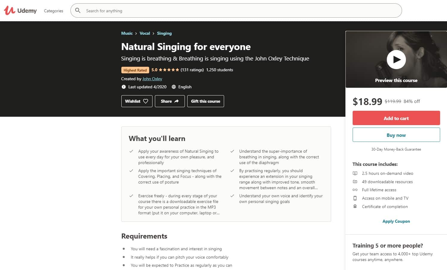 Udemy 7 Singing Lessons for Beginners