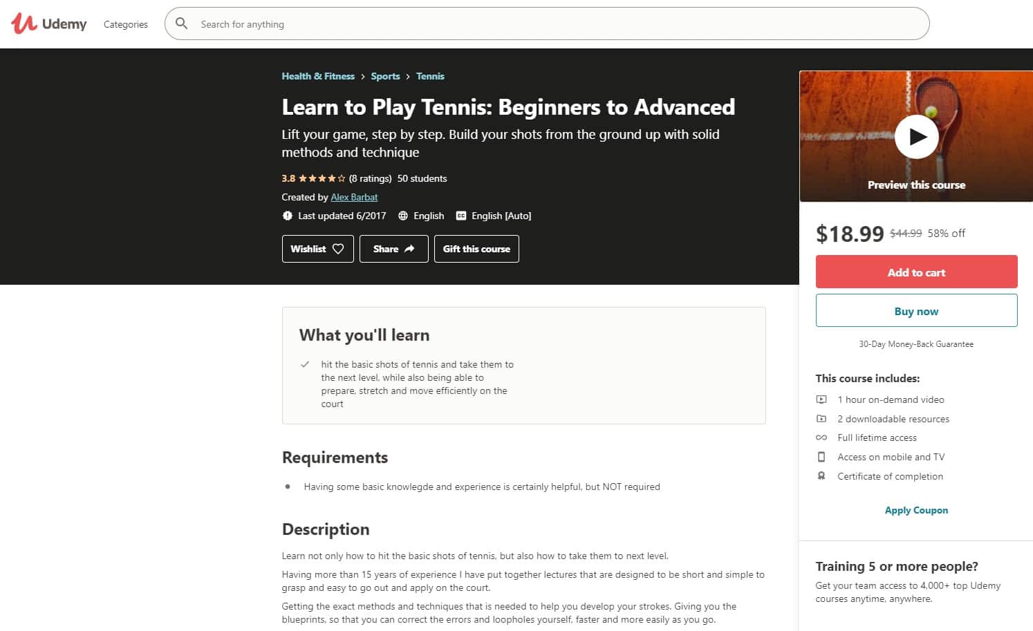 Udemy 7 Tennis Lessons for Beginners