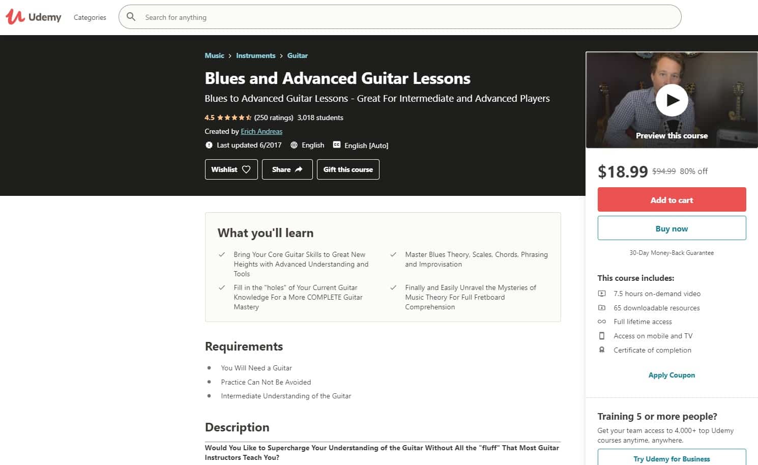 Udemy 8 Blues Guitar Lessons for Beginners