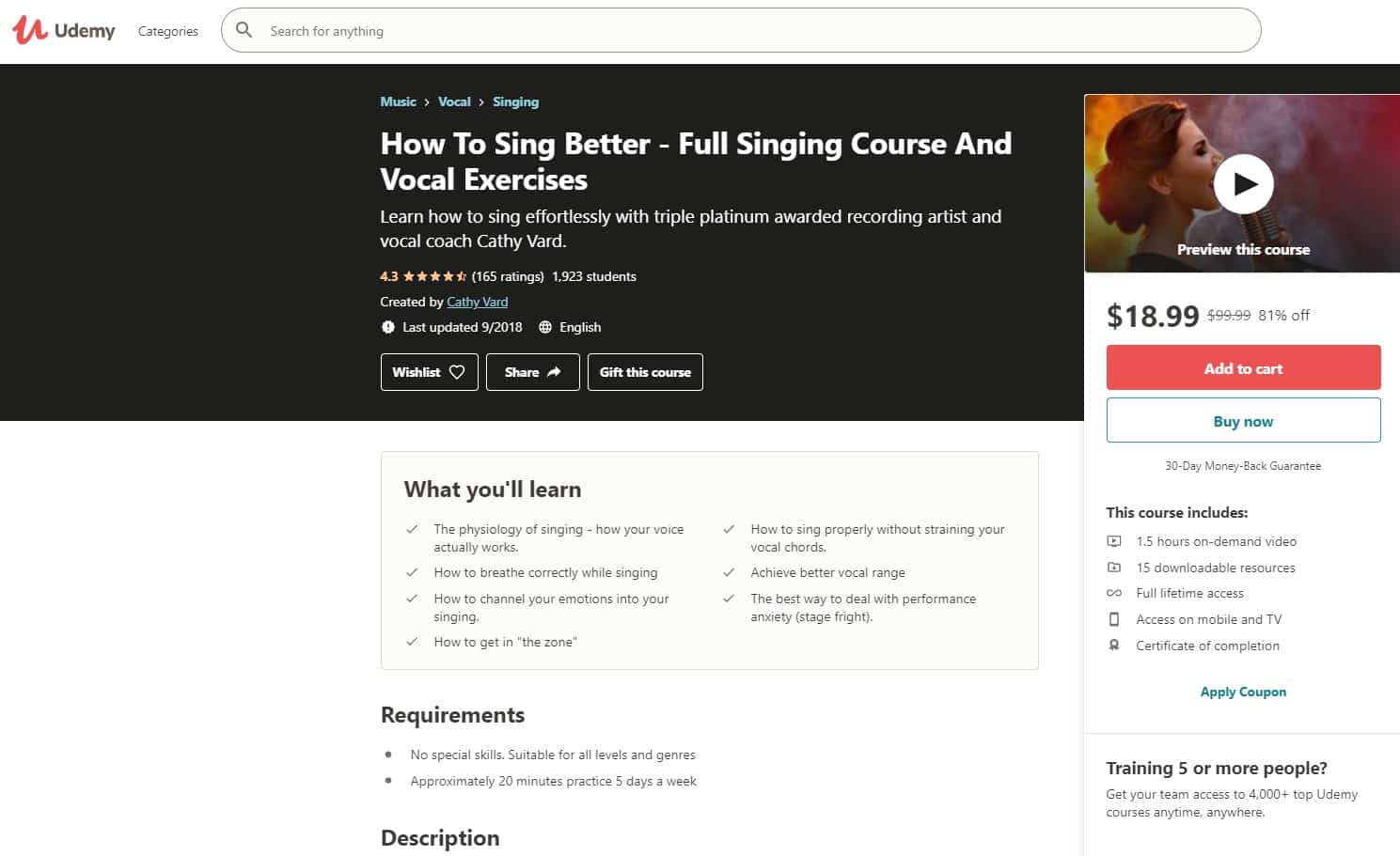 Udemy 9 Singing Lessons for Beginners