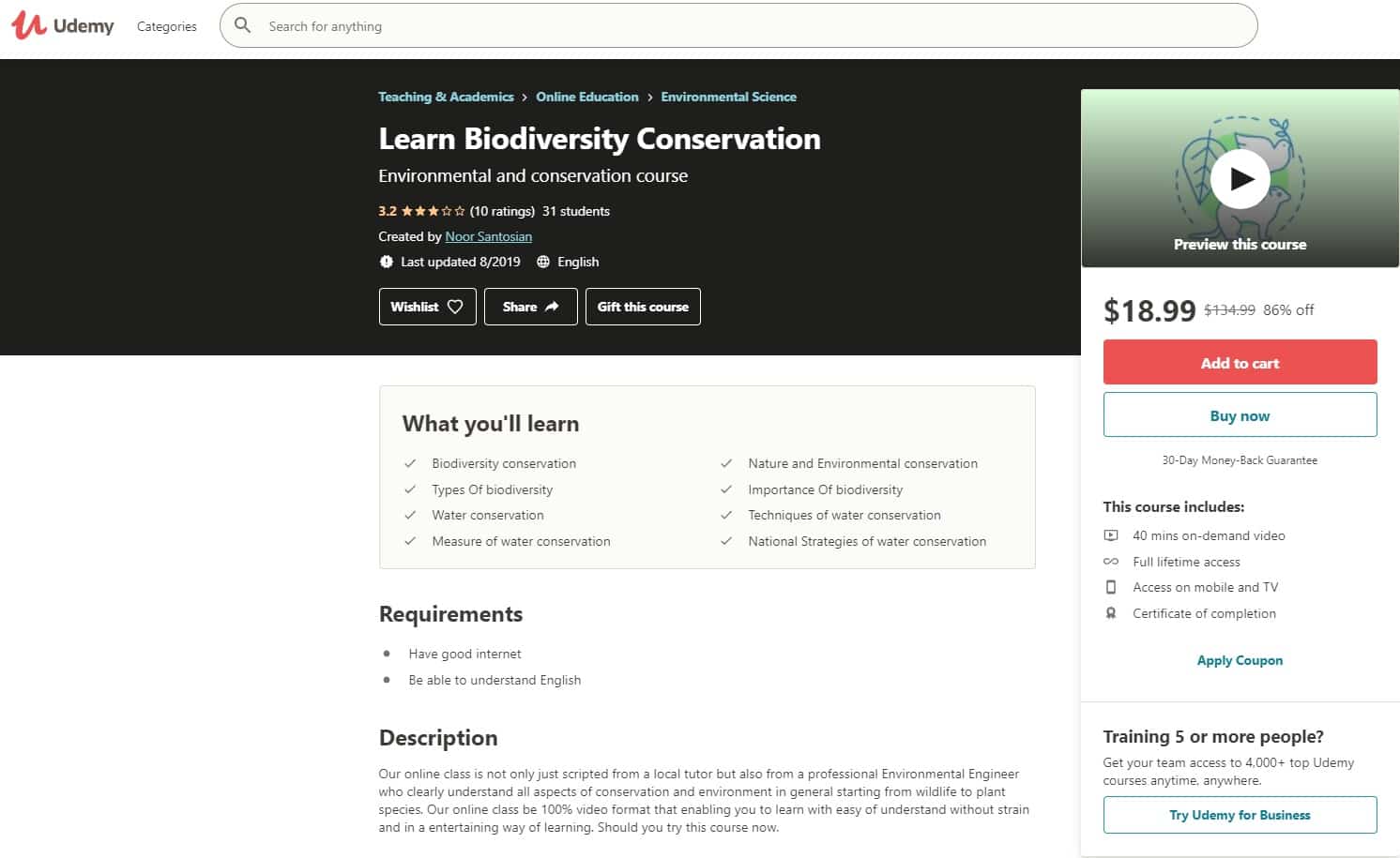 Udemy Conservation Lessons for Beginners