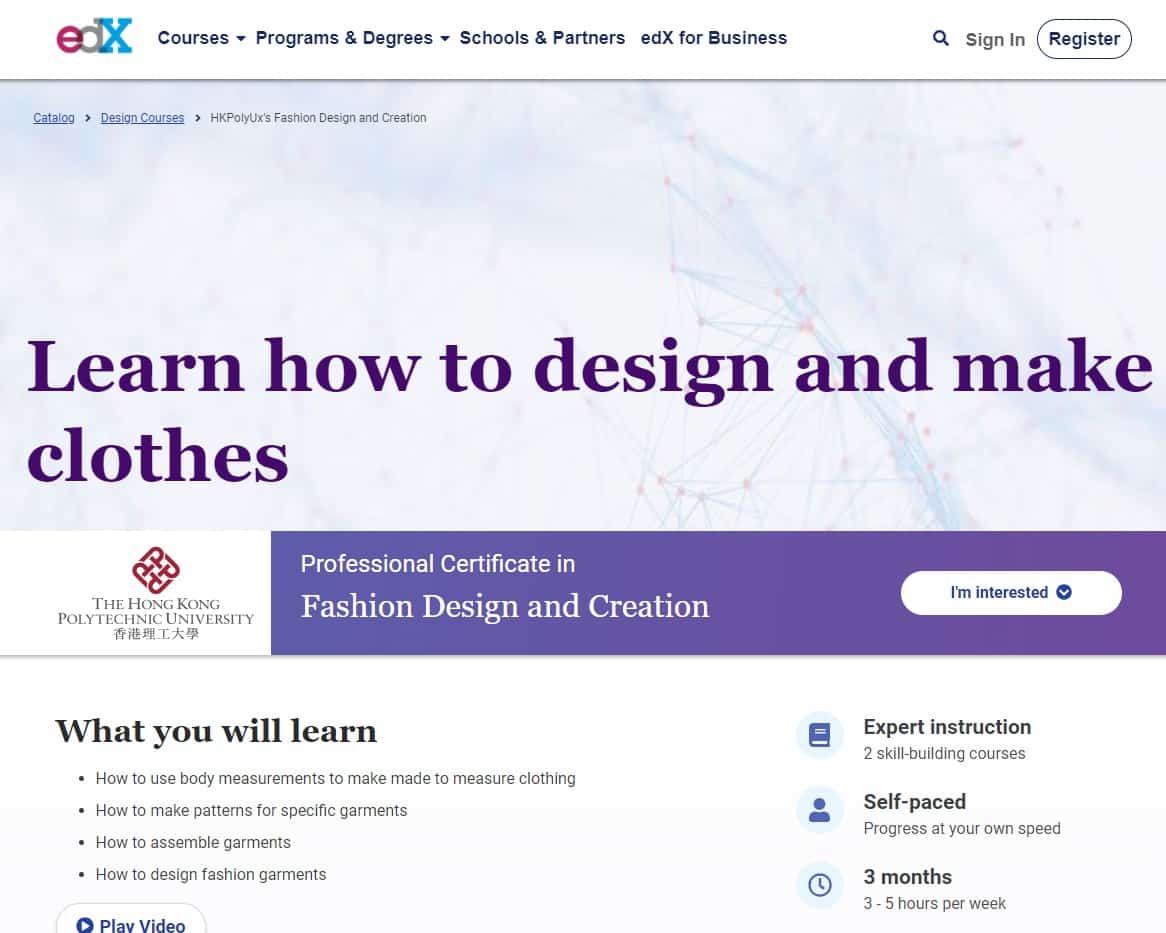 edX.org Fashion Design Lessons for Beginners